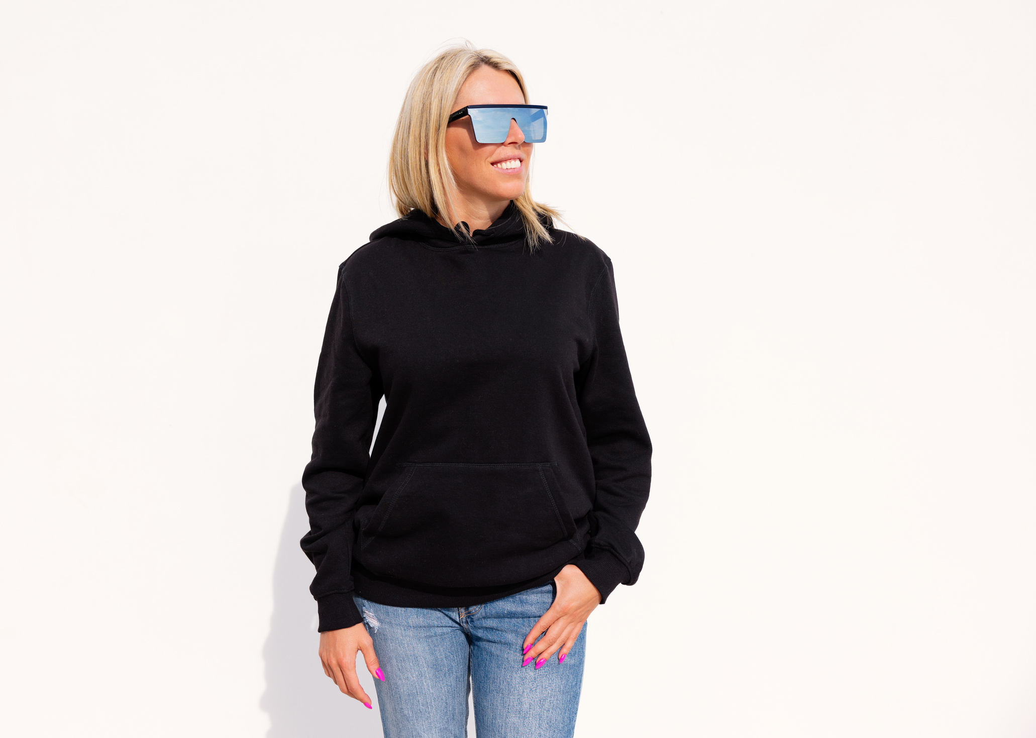 Woman Wearing Black Hoody, Mockup for Hoodie Sweatshirt Design